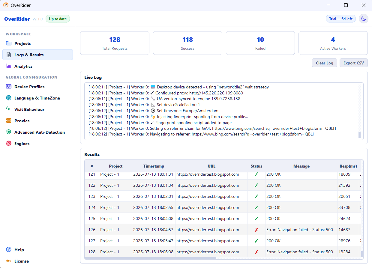 OverRider Advanced Web Traffic Generator